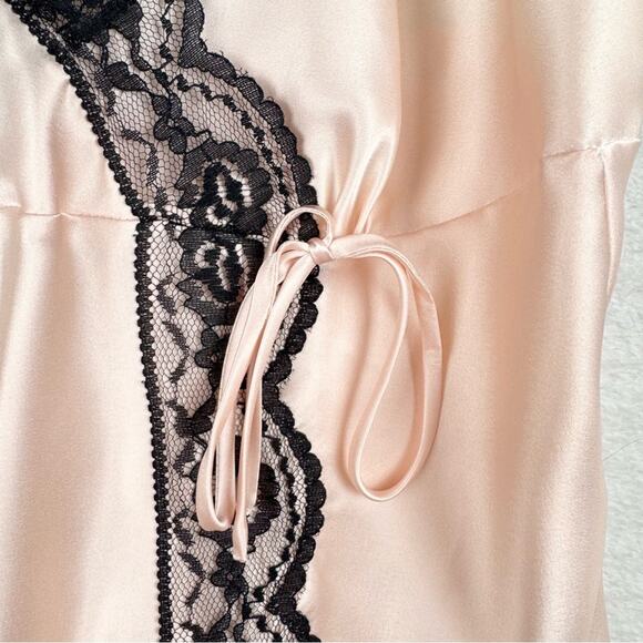 Victoria’s Secret Y2K Satin Lace Trim Chemise Slip Dress Baby Pink/Black Size M - Picture 5 of 15